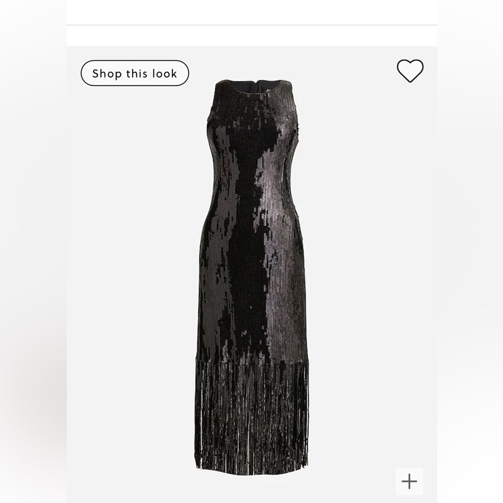 J. Crew Black Sequin Fringe Midi Dress